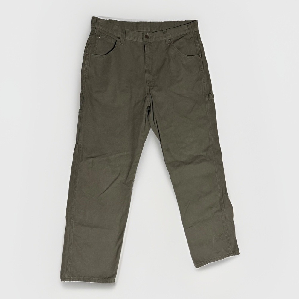 Dickies Carpenter Pants 36x32 Olive Duck Canvas Workwear Streetwear